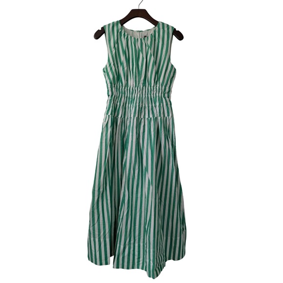 J. Crew Dresses & Skirts - J. Crew Petite Hyacinth Dress Cotton Poplin Size M Green White Stripe NWT CI933